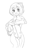 1girl armored_core artist:aikun2012 cosplay happy idolm@ster iku_nakatani may_greenfield short_hair sketch // 750x1050 // 163KB