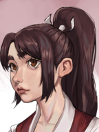 1girl artist:dairenke brown_eyes brown_hair fatal_fury freckles mai_shiranui mole ponytail // 1667x2216 // 2.4MB