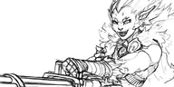 1girl battle_chasers battle_chasers_nightwar beastmaster_raha gun minigun raha sketch // 1200x600 // 154KB