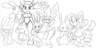 anthro artist:unknown bunny cherry_bunny cherry_bunny_demon_hunter cinderace cream_the_rabbit furry googly monochrome multiple_artists obakeidoro pokemon rabbit sketch tagme third-party_edit // 1920x960 // 201KB