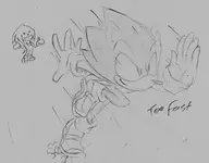 knuckles_the_echidna monochrome running shrug sonic_(series) sonic_the_hedgehog text // 4392x3432 // 2.1MB