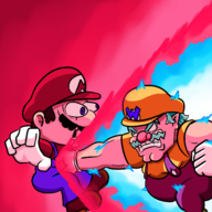 2boys artist:halfdime dragon_ball mario punch super_mario wario // 2500x2500 // 2.6MB