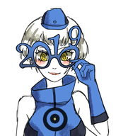 1girl blush colored elizabeth glasses gloves grey_hair hat new_years persona persona_(series) persona_3 shin_megami_tensei short_hair smile yellow_eyes // 471x552 // 164KB