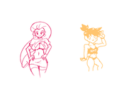 2girls artist:rider collab earrings elbow_gloves gloves jessie long_hair misty pokemon ponytail team_rocket // 4632x3496 // 1.2MB