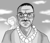 1boy 1girl artist:chrisfantasy brad monochrome mystic_warriors older smoking sunglasses yuri // 754x652 // 227KB