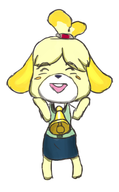 1girl animal_crossing artist:unknown bell colored isabelle // 1236x2000 // 554KB