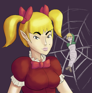 artist:harrace bondage colored link muffet peatrice skyward_sword the_legend_of_zelda undertale web // 461x466 // 208KB