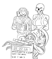 1girl 2boys artist:scorndude cortana cosplay dark_samus flood halo master_chief metroid metroid_prime scorn scorn_guy text // 1212x1369 // 521KB