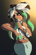 1girl alternate_costume colored marina midriff octoling singing splatoon splatoon_2 sweat // 1146x1748 // 2.0MB