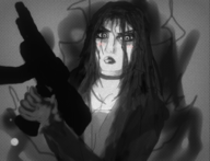 blush gun hatred long_hair monochrome not_important rule_63 // 991x758 // 815KB