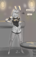1girl artist:pufflestown bunny_suit drink final_fantasy final_fantasy_xiv npc pee pubic_hair table // 2010x3151 // 2.3MB