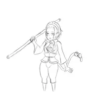 1girl capcom marvel_vs_capcom marvel_vs_capcom_2 short_hair sketch sonson tail // 799x774 // 78KB