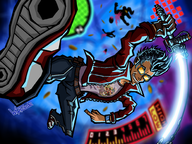 1boy artist:wheyzardo beam_katana blood fighting jacket no_more_heroes sunglasses travis_touchdown weapon // 2000x1500 // 2.0MB