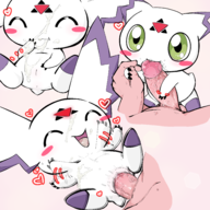 1boy 1girl artist:aka_leopard blush culumon cum digimon eyes_closed facial happy looking_at_viewer multiple_poses oral sex smile smiling tdm vaginal // 3500x3500 // 2.4MB