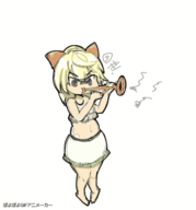 1girl animated colored granblue_fantasy green_hair instrument loli midriff mimlememel swimsuit // 373x400 // 344KB