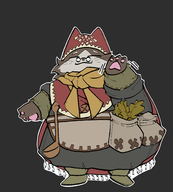 1girl artist:pr_quote colored colorist:miqotefag felyne grammeowster_chef monochrome monster_hunter solo third-party_coloring // 4500x5000 // 829KB