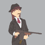 1girl artist:pantsu-ripper colored gun madotsuki pose tommy_gun yume_nikki // 1146x1146 // 56KB