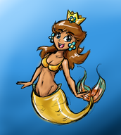 artist:anaugi blue_eyes brown_hair mermaid princess_daisy super_mario_bros. // 1774x1984 // 1.6MB