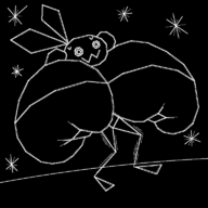 1girl artist:bonitanon bonita_zako huge_breasts stretch_panic vib-ribbon vibri // 768x768 // 47KB