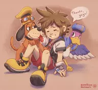 1boy artist:sunshine_memoir duck duck_hunt duck_hunt_dog kingdom_hearts sora // 2227x2048 // 2.6MB