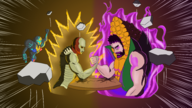 1girl 2boys arm_wrestling artist:unknown bikini corn_guy dark_samus metroid metroid_prime scorn scorn_guy super_saiyan // 1920x1080 // 2.3MB