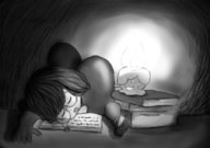 1girl artist:zha_tus litwick pokemon pokemon_bw shauntal sleeping // 780x550 // 327KB