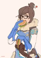 1girl artist:tumtumisu burger colored eating food mei-ling_zhou overwatch // 643x900 // 344KB