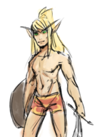 blonde_hair blood_elf colored jojo's_bizarre_adventure male_blood_elf parody sheild sword underwear world_of_warcraft // 461x665 // 358KB