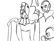 ! 2boys artist:bad-draw cartoon lineart mega_man mega_man_(cartoon) mega_man_(series) meme monochrome parody proto_man robot robot_boy shield sketch // 582x438 // 82KB