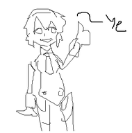 1girl aigis artist:speakyfag mspaint persona persona_(series) persona_3 robot robot_girl shin_megami_tensei short_hair text thumbs_up tie // 341x345 // 7.1KB