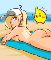 1girl artist:unknown beach hat luma nude rosalina sunbathing super_mario tanlines // 1620x1883 // 937KB