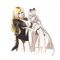 artist:tifa_poster breast_envy cleavage colored drakengard drakengard_3 five fondling huge_breasts parody smug zero // 2048x2048 // 416KB