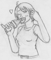 akira_kazama blush eating heart ice_cream lewd monochrome rival_schools wink // 366x430 // 155KB