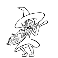 1girl air_guitar artist:anaugi broom female loli maple oracle_of_ages_seasons the_legend_of_zelda witch witch_hat // 600x604 // 64KB