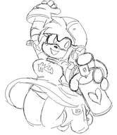 1girl amy_rose artist:2x blush cosplay gum jet_set_radio panties sketch sonic_(series) sweat // 511x590 // 24KB