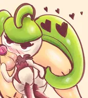 1boy 1girl artist:strugglingquota ball_sucking balls blush chastity chastity_cage colored eyelashes heart oral penis pokemon steenee sucking // 1562x1741 // 685KB