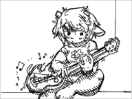 1girl artist:unknown garyc.me guitar instrument lammy_lamb monochrome pants sitting sketch // 800x600 // 14KB