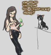 13_sentinels_aegis_rim 1girl artist:unknown cat cucumber text yakushiji_megumi // 851x909 // 416KB