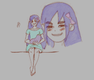 1girl artist:alphabetadraws eggplant omori plushie smug sunny // 768x654 // 264KB