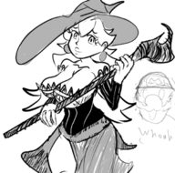 1boy 1girl artist:unknown cleavage cosplay dragon's_crown huge_breasts mario princess_peach sorceress super_mario // 674x668 // 229KB