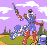 1boy artist:rider background colored gun mach_rider vehicle weapon // 878x846 // 319KB