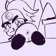 1girl anus artist:strugglingquota blush fang goombella looking_at_viewer looking_back monochrome presenting pussy sketch super_mario // 2000x2000 // 4.0MB