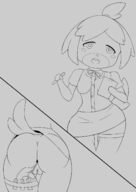 1girl animal_crossing anus ass clipboard heart_pupils isabelle lineart pussy skirt tail vibrator // 1000x1414 // 257KB