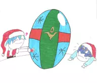 artist:boneyt egg lucina masked_marth santa_hat // 1700x1452 // 345KB