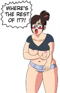 1girl blush breasts embarrassed mei-ling_zhou overwatch shirt_lift short_shorts text // 755x1158 // 258KB
