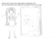 1girl alternate_costume artist:bobosrighthand hyperdimension_neptunia joke_delivery maid_outfit monochrome noire solo text water_heater wrench // 789x562 // 147KB