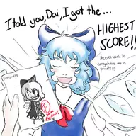 cirno colored dialogue drawing grade touhou // 1000x1000 // 85KB