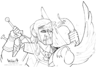 1boy animal artist:coolstylefag canada_goose facial_hair geralt_of_rivia goose lineart text the_witcher // 1532x1062 // 600KB