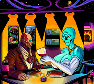 1boy 1girl artist:scorndude bob_omb colored cooking_mama_(series) dark_samus drink food god_of_war kratos mama mario metroid metroid_prime napoleon_bonaparte scorn scorn_guy spy steak super_mario team_for // 2400x2148 // 2.9MB