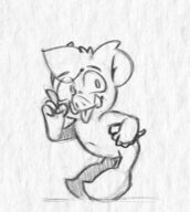 1boy anthro artist:doodlehog furry hog monochrome not_vidya pose sketch tongue_out traditional_medium // 630x703 // 478KB
